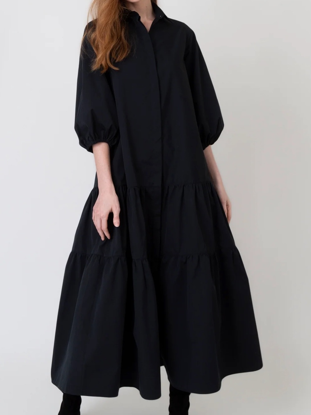 Ann Mashburn Isla Black Tiered Shirt Dress